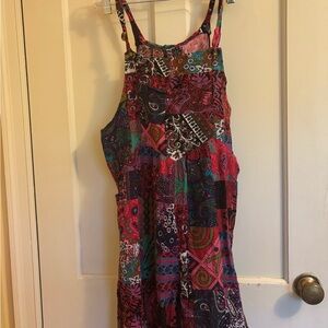 Colorful patchwork overalls